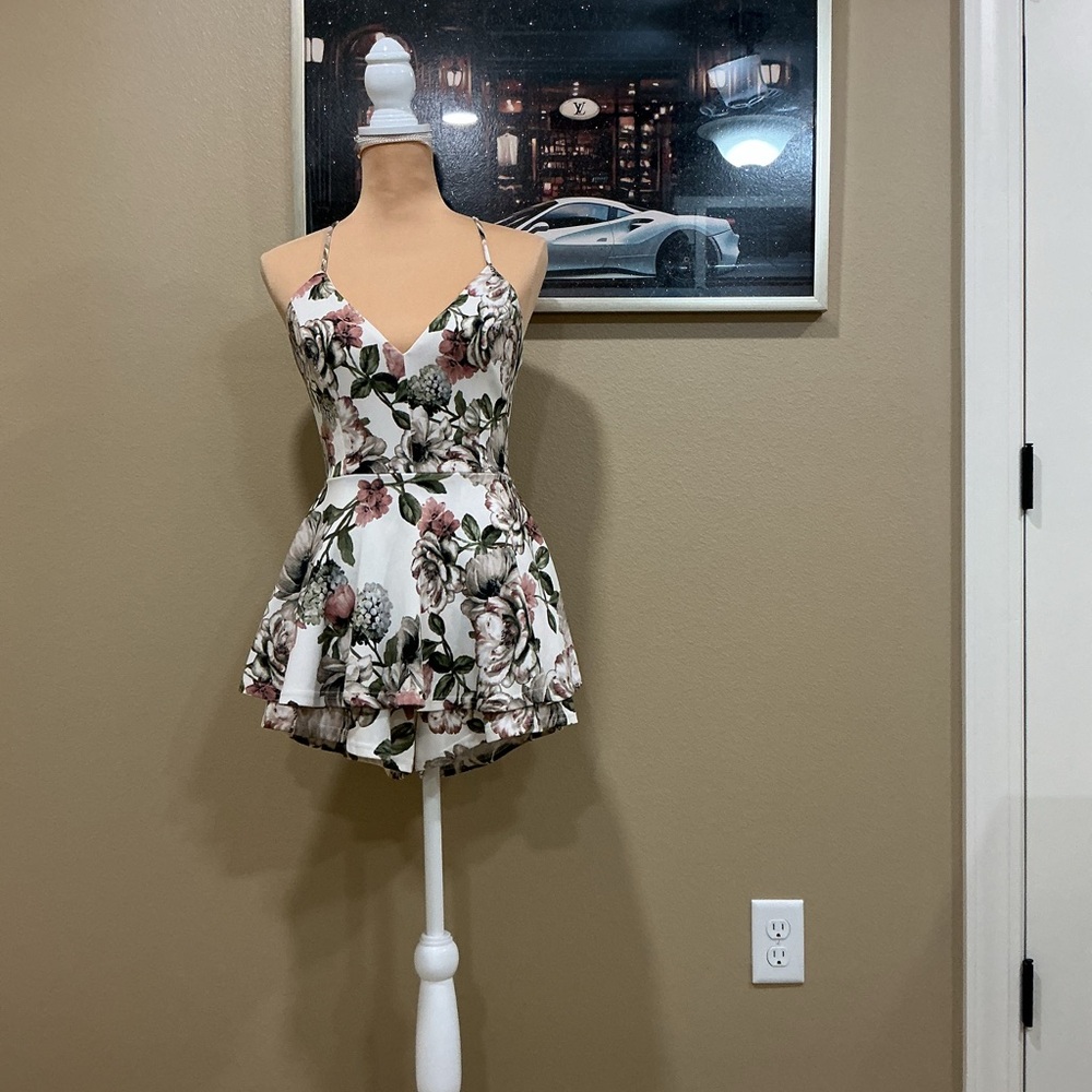 Windsor Floral V-Neck Mini Romper Dress